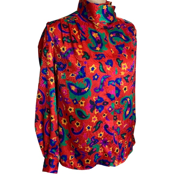 Vintage La Chine Classic Multicolor Blouse Size 6 - Picture 2 of 8